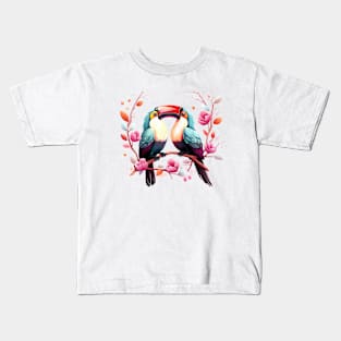 Valentine Kissing Toucan Bird Couple Kids T-Shirt